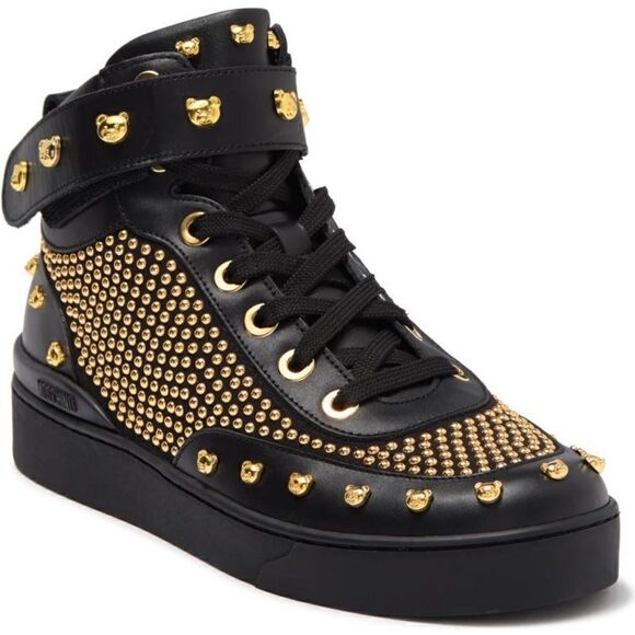 Moschino studded lace up leather up and lining sneaker size 7 and 8 new in box - Picture 4 of 14